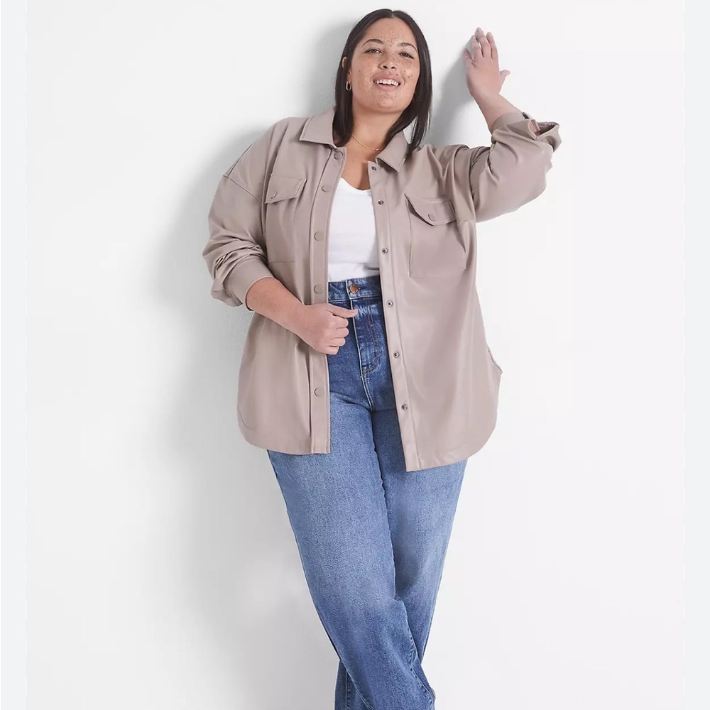 Lane Bryant Faux Leather Shacket-Fleece Lined-Size 18/20